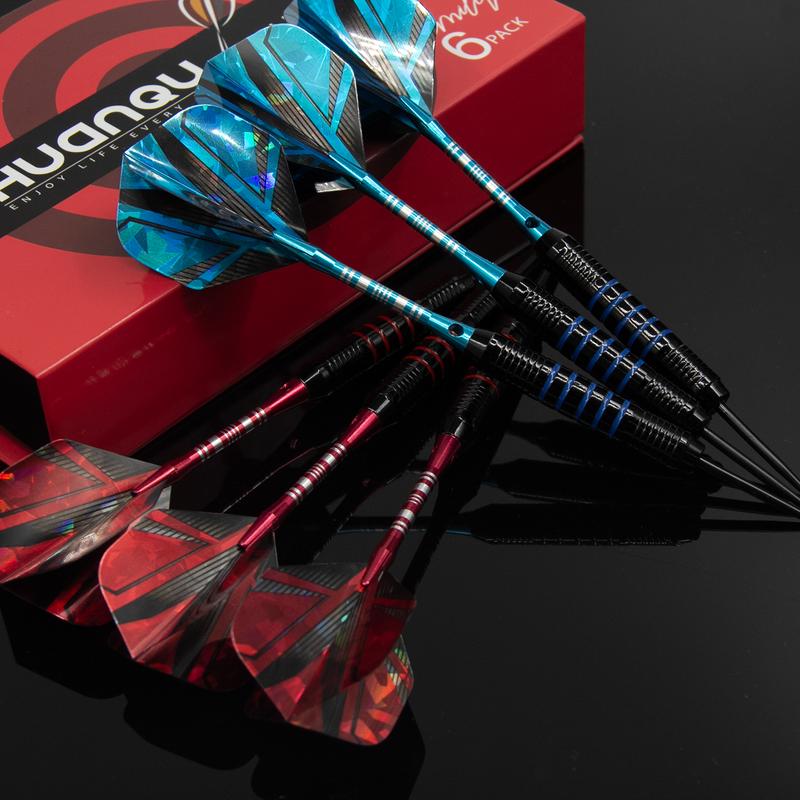 Huanqu 24g Six-Piece Iron Dart Set, with Additional Professional Dart Accessories Such as Dart Wings and Dart Shafts, Suitable for Home Bar
