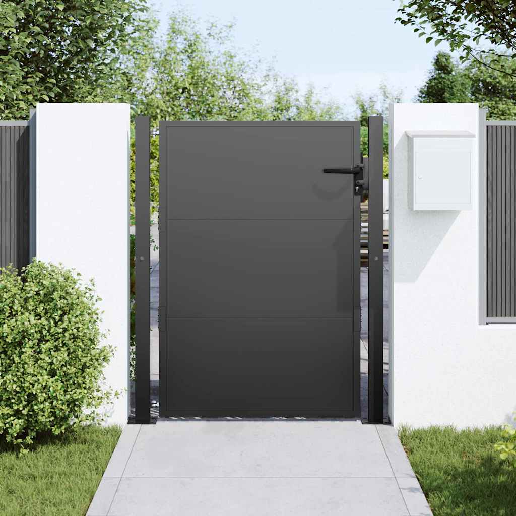 Gartentor Schwarz 110 x 130 cm Pulverbeschichteter Stahl