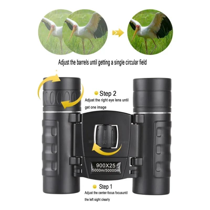 900X25 Portable Hd Zoom 5000M/50000M Binoculars Telescope Powerful Folding Long-Distance Vision Hunting Outdoor Camping Sports