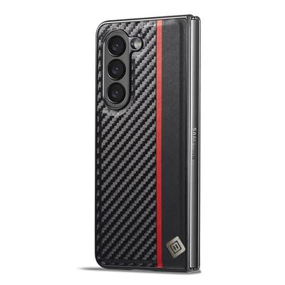 LC.IMEEK For Samsung Galaxy Z Fold5 5G Anti-Scratch Cover PU Leather+PC Carbon Fiber Texture Folding Phone Case