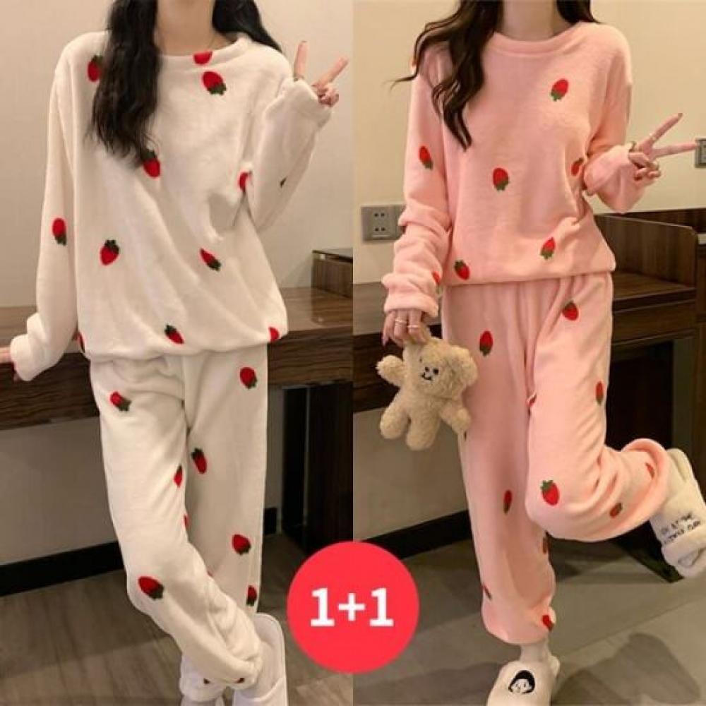 Navava Women S Strawberry Pattern Long Sleeve Pajama Set Nt3132