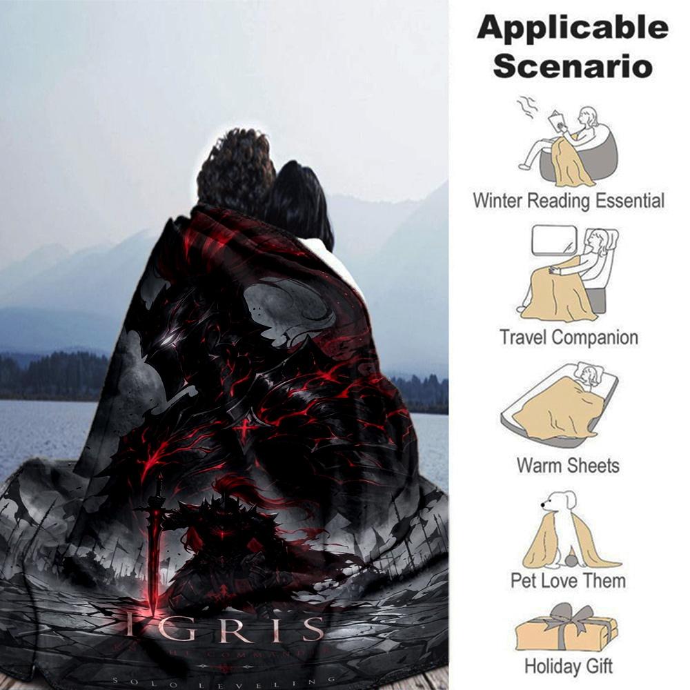 Solo Leveling Igris Print Flannel Blanket High Quality Warm Comfortable Cover for All Seasons Perfect for Gifts Home Decor