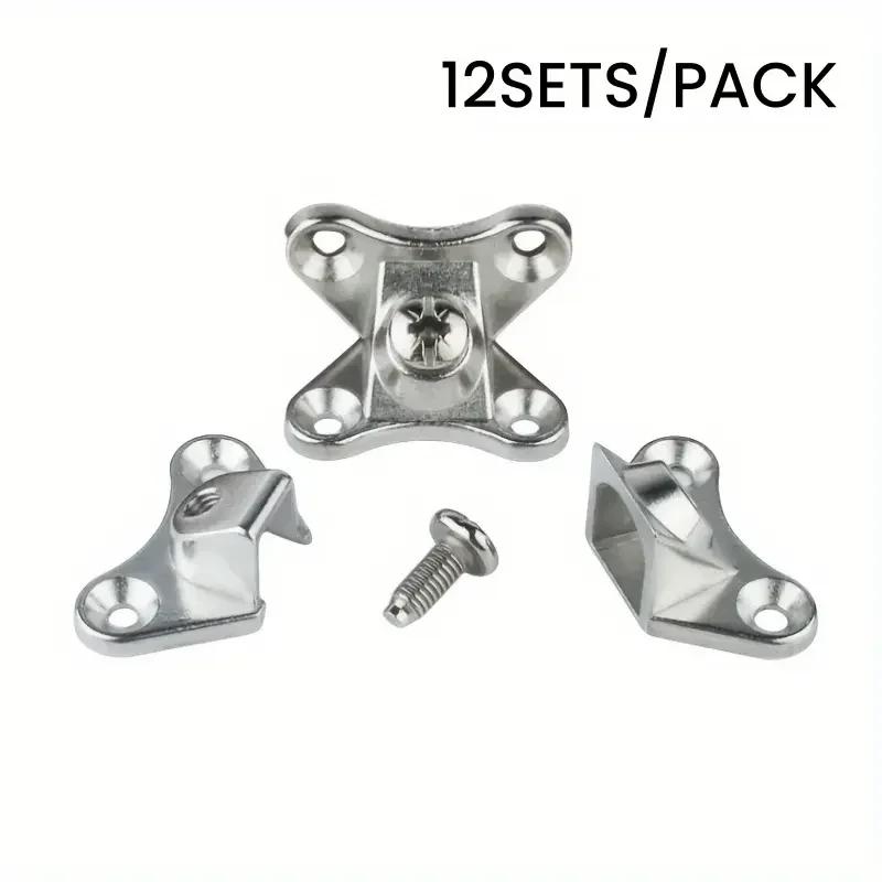 12Set Zinc Alloy Corner Code Right Angle L-Shaped Support Connector with Screw Furniture Angle Bracket for Chairs Tables