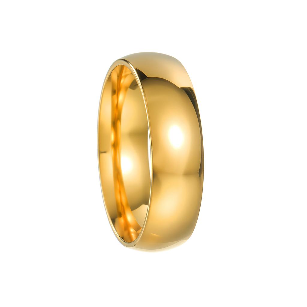 6MM Polished Stainless Steel Classic Gold Wedding Rings Gold Color Simple Women Engagement Jewelry Party Accessories For Gift