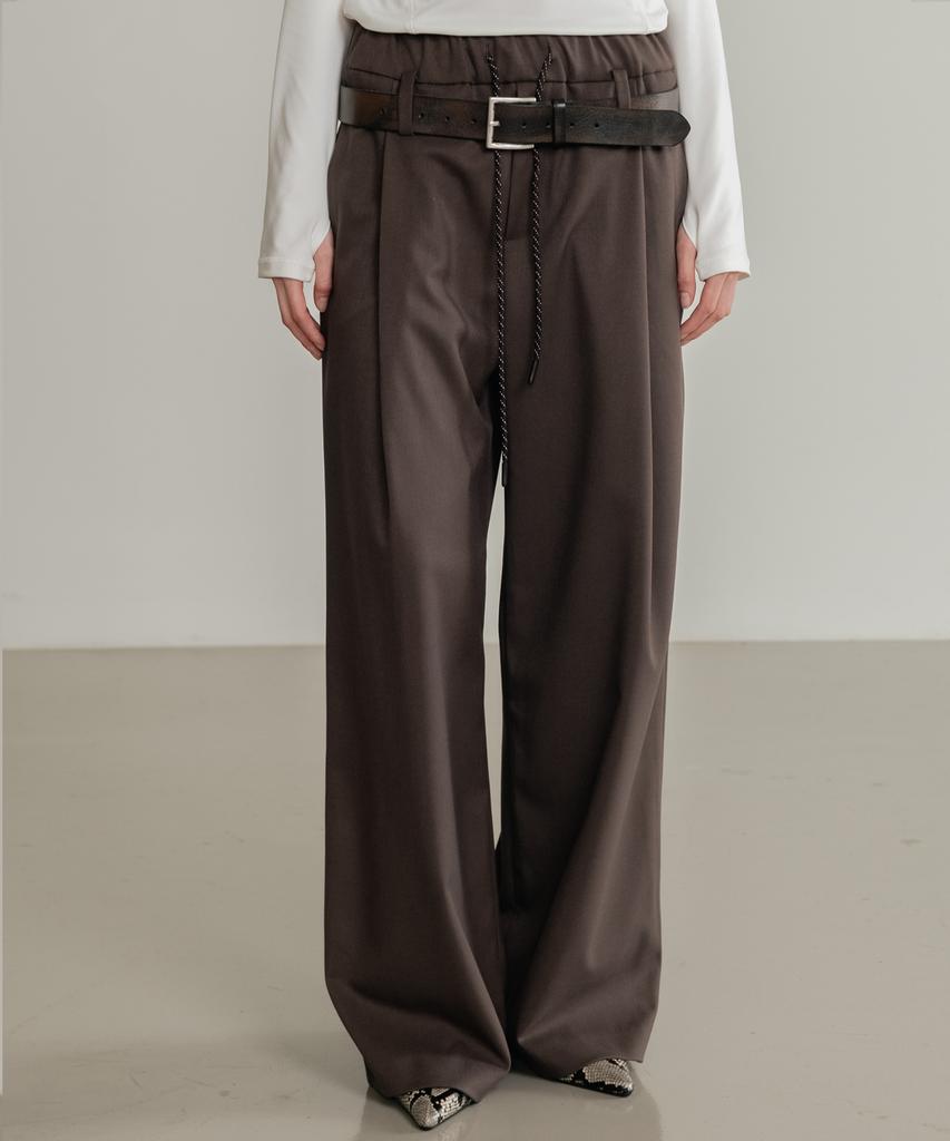 SSIN AND LEE (W) Low Loop Banding Slacks Brown