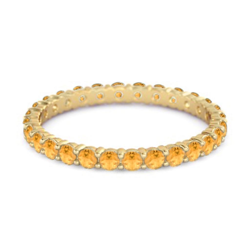 Citrine Classic Full Band Eternity Ring - 925 Sterling Silver Gold Vermeil