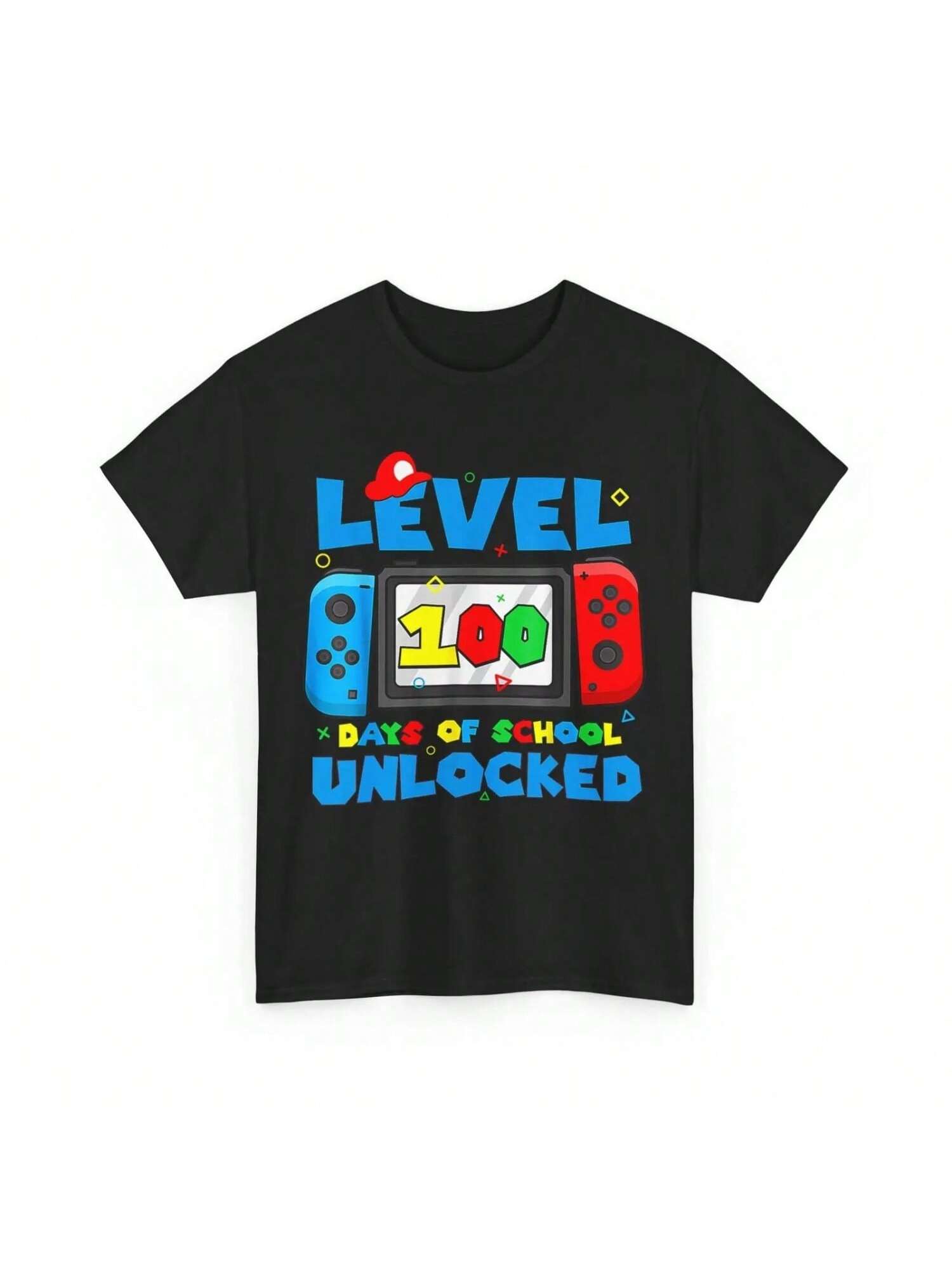Level 100 Days Of School Boys Unlocked Video Games Gamer T Shirt S
