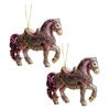 2 Pcs Horse Christmas Ornament Acrylic Sparkly Rhinestones Horse Hanging Decoration 2D Flat Christmas Tree Ornament for Horse Lovers
