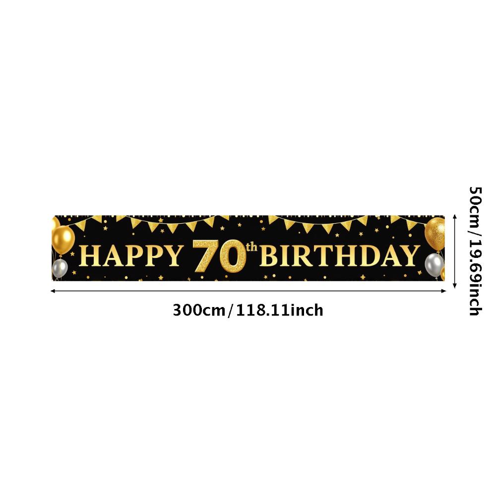 Anniversary Party Banner Reusable Milestone Celebration Banner Happy 70th Birthday Banner Polyester Material For Outdoor