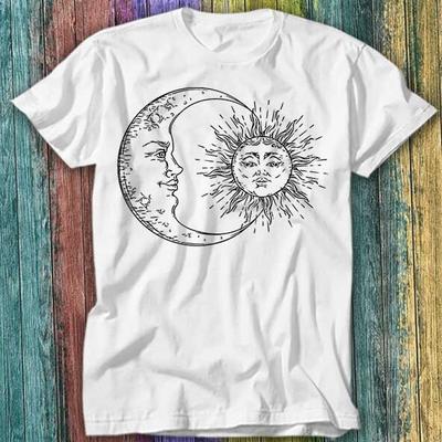 The Moon  The Sun Antique Crescent Sun Tarot T Shirt Top Tee 450