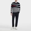 Fila Fleece Striped Round Neck Pullover Sweater Men Sweaters Legendary-Blue F11M341403R-NV