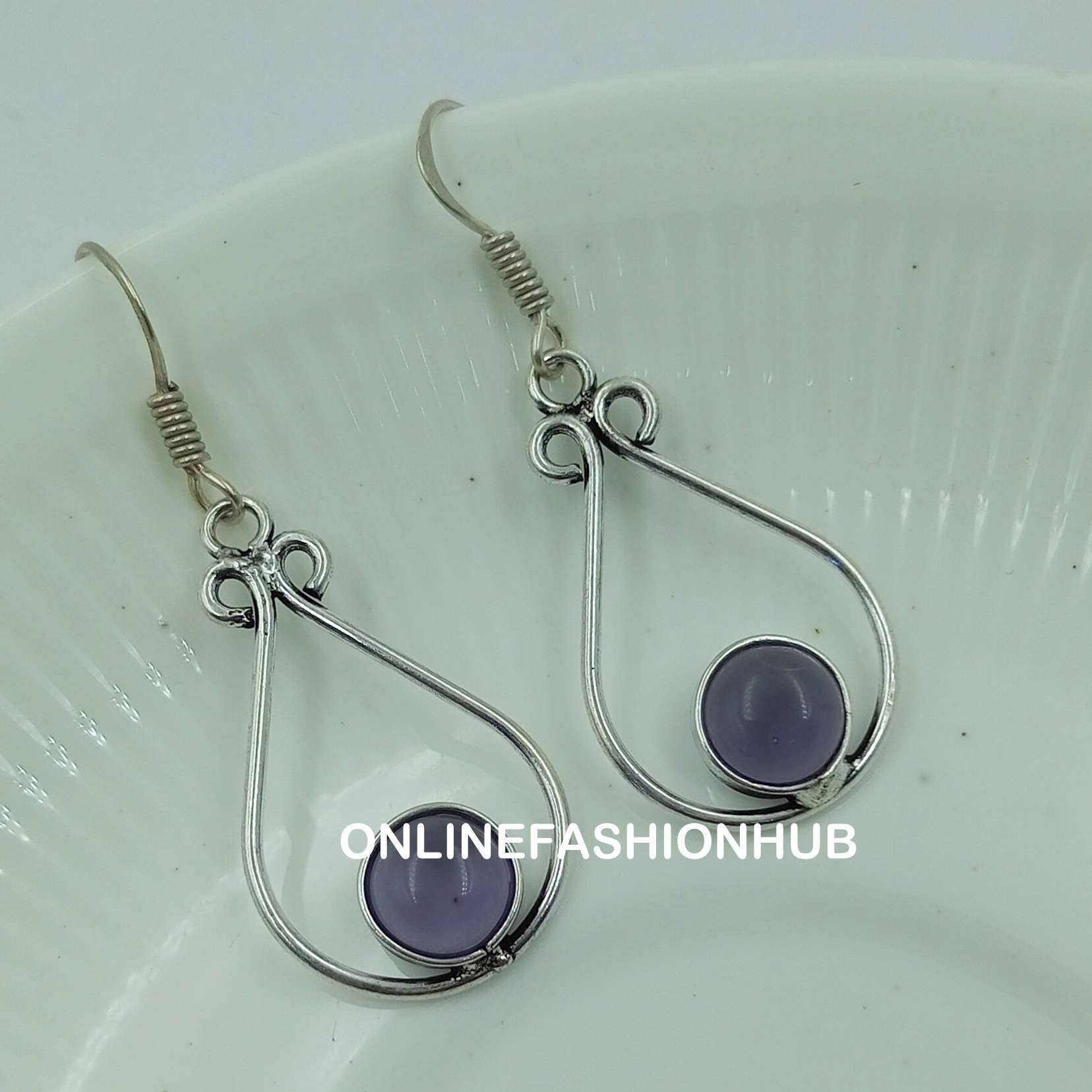 

Ювелирные серьги-крючки с аметистом и драгоценным камнем из стерлингового серебра 925 пробы NST-E10