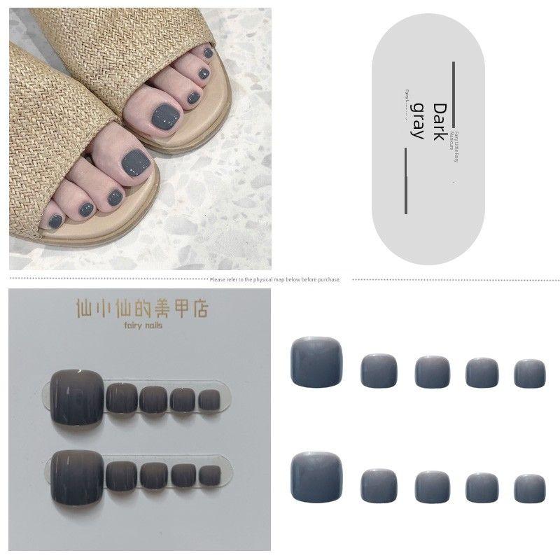 

Pure Bright European and American Daily Single Color Fake Nail Tip Wear 124-dark gray
