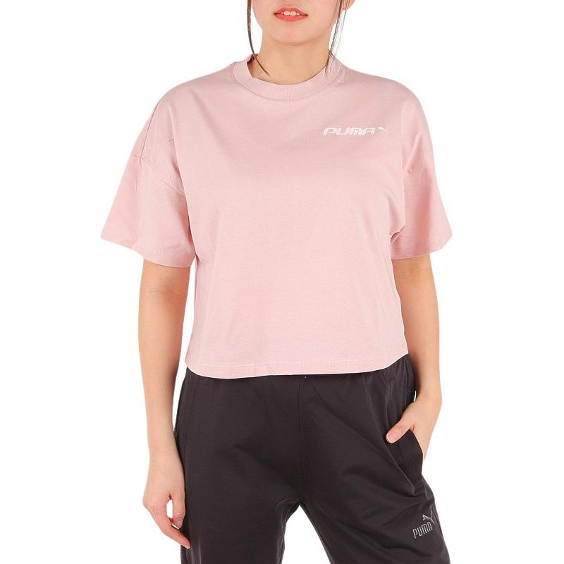 Puma Core Heritage Letter Pattern Sport Short Sleeve T-Shirt Women Tops Pink 680702-47