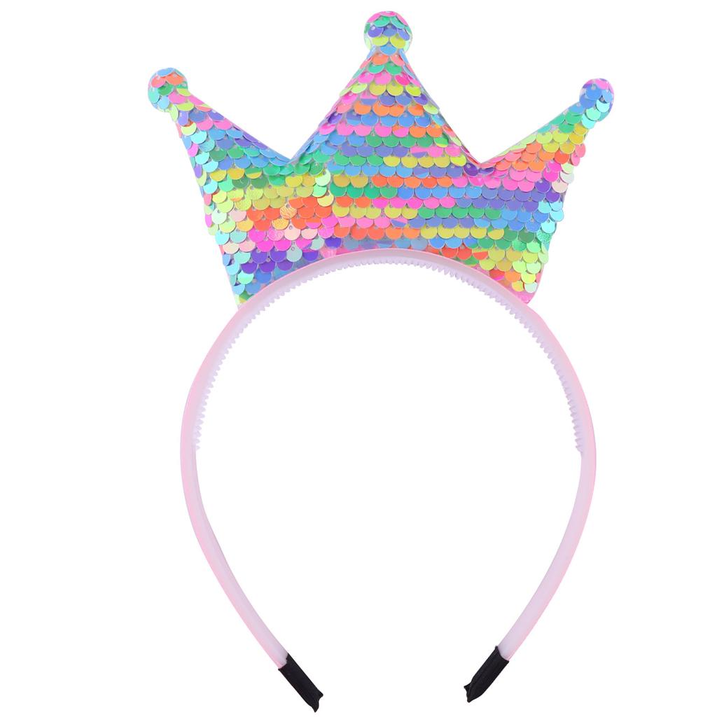 Kids Girl Sequins Crown Headband for Women Sweet Birthday Party Festival Decoration Headwear Hairband