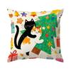 Christmas Tree Cat Pillowcase Printed Polyester 40/45/50cm Throw Pillowcover Decorative Sofa Cushion Pillowslip Home Decor