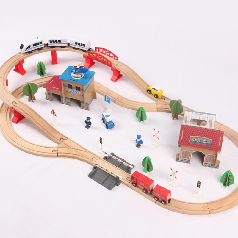 Wooden Train Track Toy Set With 88 Pieces For Creative Diy Kids Play