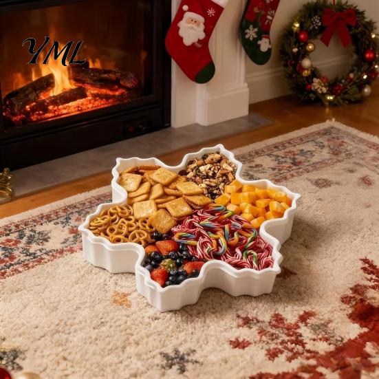 Festive Countertop Storage Box Christmas Serving Tray with Airtight Lid, Decorative PP Food Organizer, Holiday Canister Moisture Proof Container