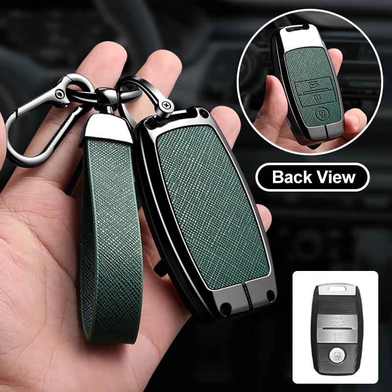 3/4 Button Zinc Alloy Leather Car Key Case For Kia Kx3 Kx5 K3S Rio Ceed Cerato Optima Sorento Niro Soul Key Fob Car Key Case