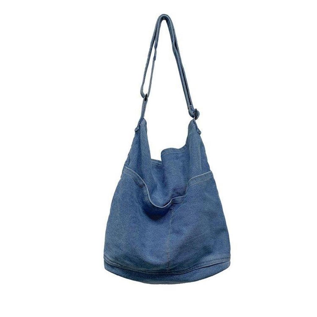 Denim Shoulder Bag for Crossbody Denim Large Capacity [APOSITV] Women, Bag, Bag, Crossbody, Lightweight, (Blue)