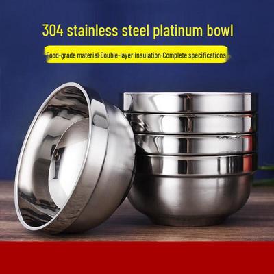 Churong 304 Stainless Steel Double-Layer Anti-Scald Bowl