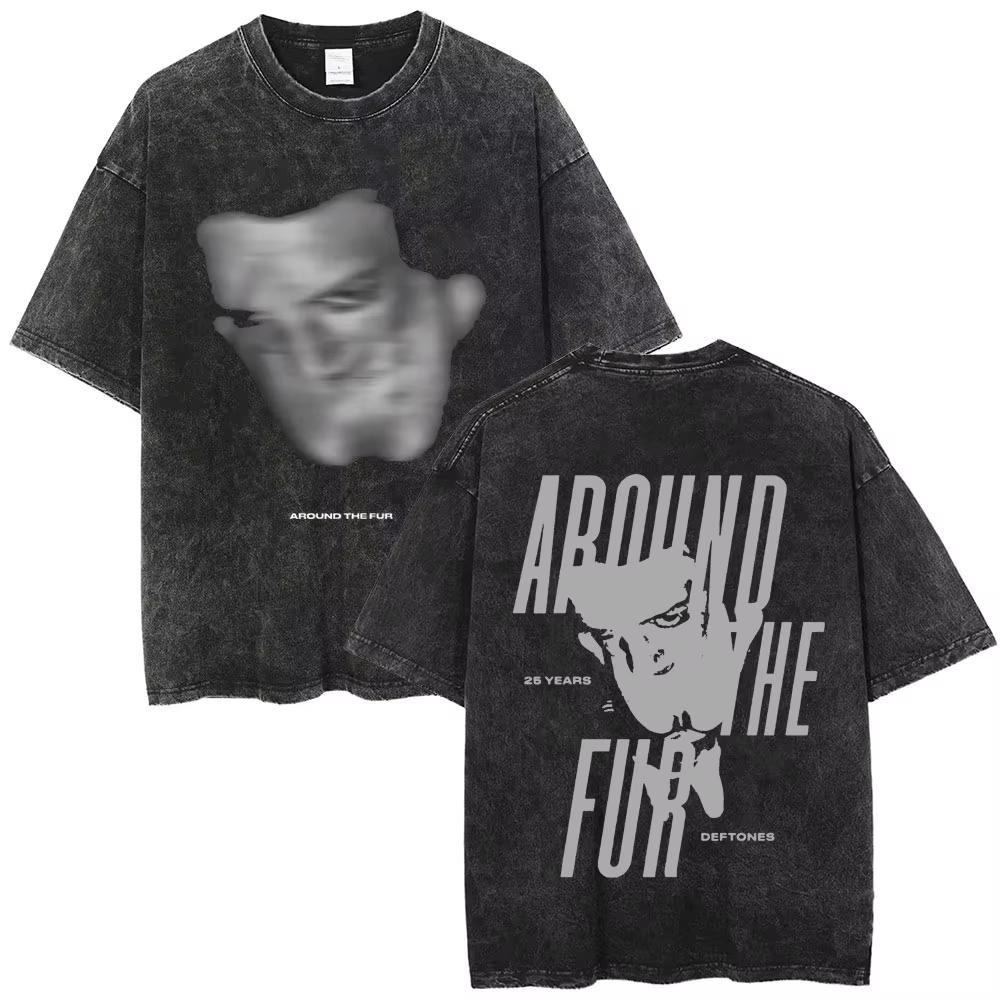 New Arrival Deftones Private Rock Music Vintage Washed Graphic Tee Retro Band Print Oversized Loose Short Sleeve Streetwear Cotton Tees For Men Women