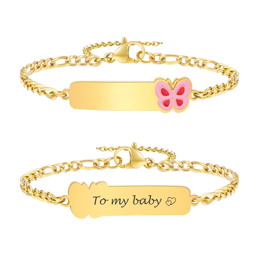 Stainless Steel Jewelry Free Custom Little Friend Bracelets Anti Allergy Engrave Name Bracelets,New Boys Grils Jewelry Gift