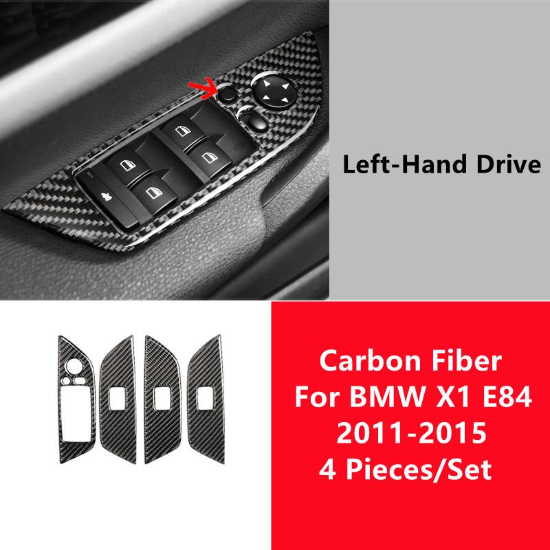 Carbon Fiber Car Inner Door Windows Control Panel Decorative Cover Trim Strips Stickers For BMW X1 E84 Car Interior