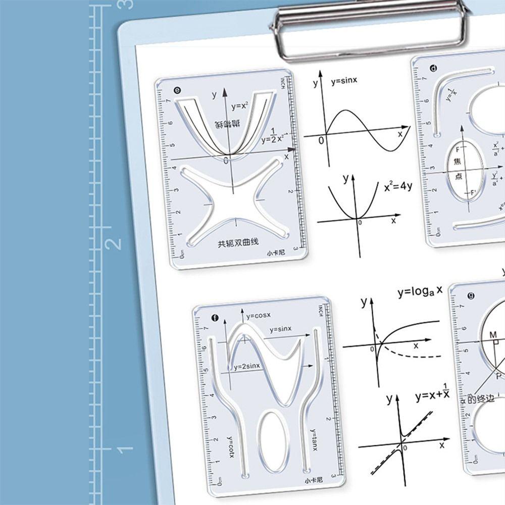 8PCS/Set Geometric Drawing Protractor Multi-function Mathematics Function Ruler Students Gift