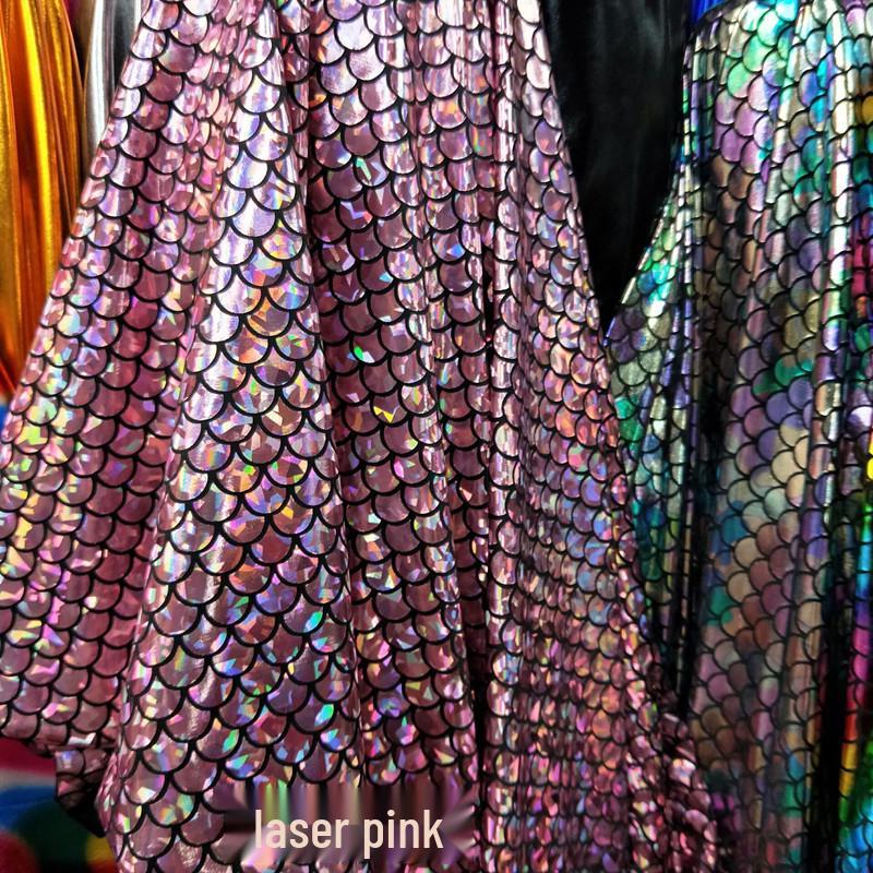 Laser Fish Scale Spandex Fabric for Mermaid Costumes and Stage Decorations