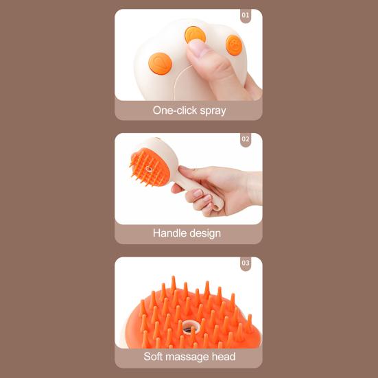 Cat Steam Brush for Shedding 3-in-1 Steamy Cat Brush with Tank Rechargeable Pet Spray Hair Removal Comb for Cats Dogs
