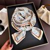 Spring and Summer Flower Double-layer Scarf, Streamer Strap, Bag Decoration, Suit Scarf, Small Long Headband, Silk Scarf, Women's Printing Is Narrow a