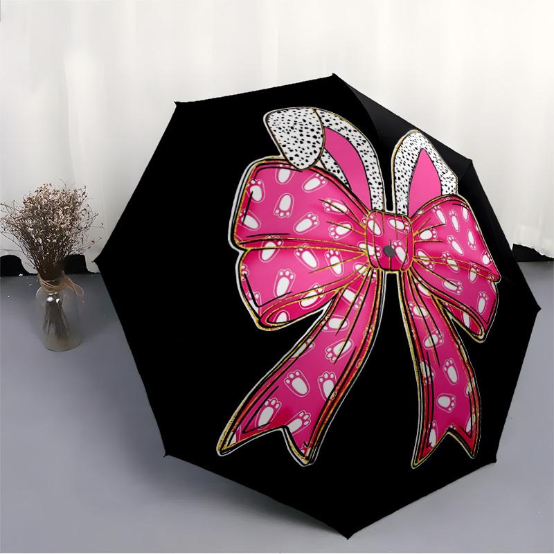 1pc Footprint Bow Automatic Open/Close Umbrella, Portable Folding Umbrella, Compact Travel Umbrella For106