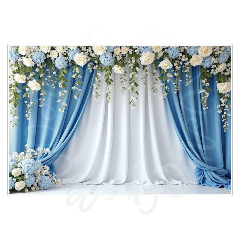 Birthday, Wedding and Engagement Party Backdrop Fabric, Luxurious Curtains, Gauze Drapes, Flowers, Photo Backdrop Fabric