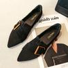 New Fashion Women Suede Leather Flat Shoes Girl Boat Shoes Pointed Toe Slip-on Loafers Big Size