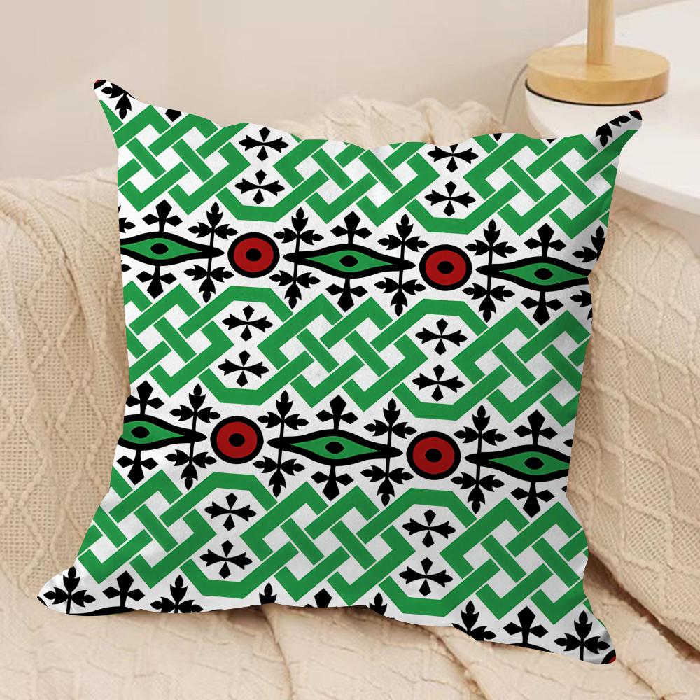 Z Imazighen Kabyle Jewelry Cushion Cover Silky Short Plush Invisible Zipper Dustproof Sofa Pillow Case for Home Decor