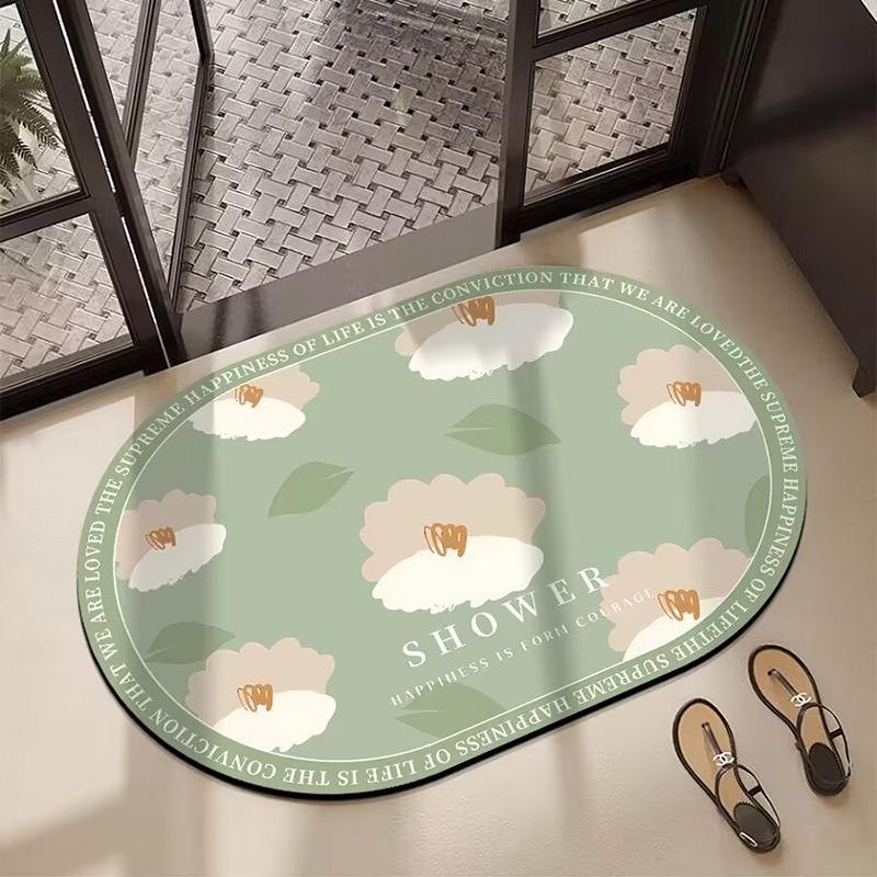 Nordic Style Flower Diatom Mud Floor Mat Shower Room Non-Slip And Dirt-Resistant Absorbent Floor Mat Bathroom Easy To Take Care Of Floor Mat