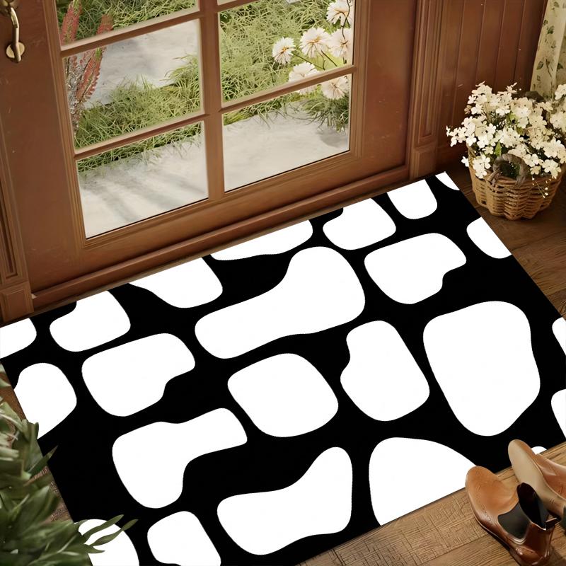 Chic Area Rug Soft Non Slip Thick Floor Mat Minimalist Black Design for Living Room Bedroom Kitchen Rugs for Bedroom Rug