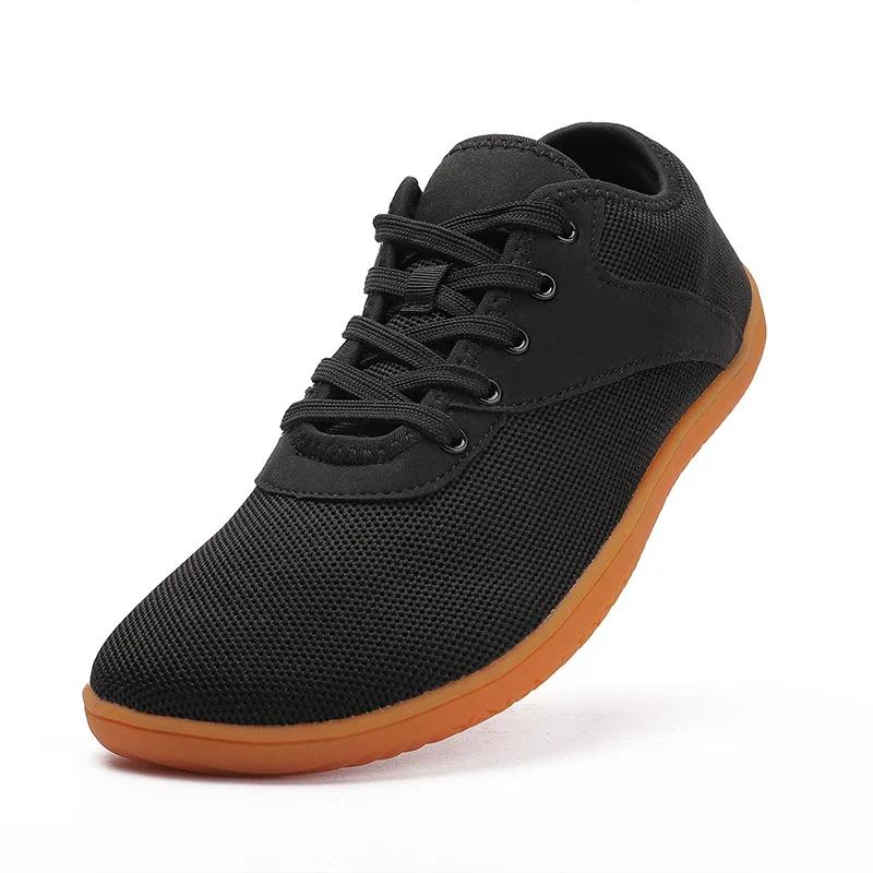 Barefoot Shoes Adult Cross-Trainer Wide Toe Box Men's Wide Minimalist Zero Drop Sole Casual Knitting Walking Sneakers Large Size