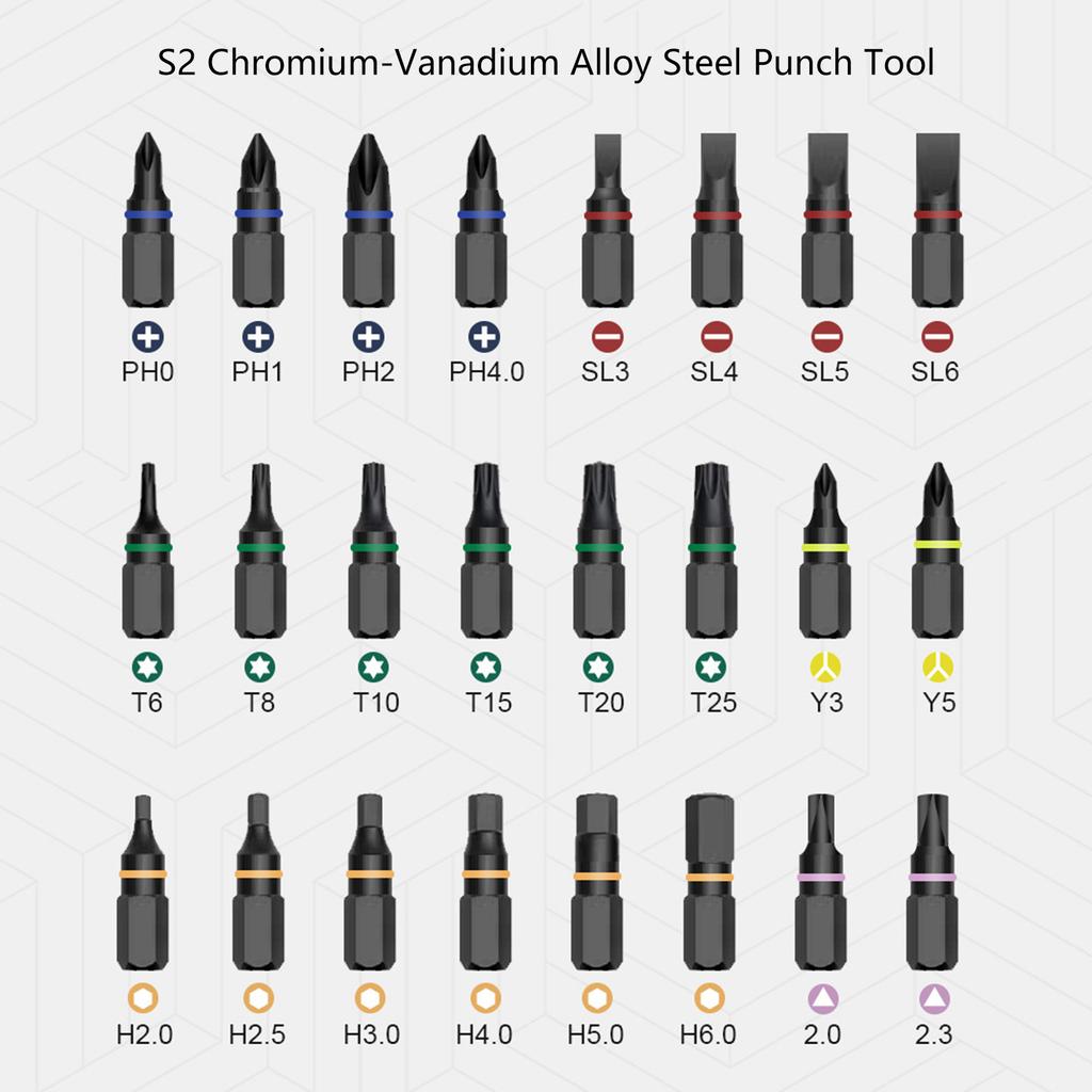 Professional Magnetic Ratchet Screwdriver Set 24 in 1 Steel Bit Ergonomic Handle Home Repair for Electronic Device