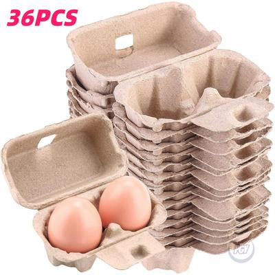 36 Stück Eierkartons Vintage Osterstil 2er-Behälter Stabile Natürliche Zellstoff-Kraftpapier-Halterboxen Aufbewahrung Frische Hühnereier