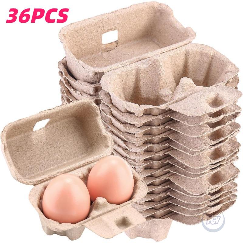 36 Stück Eierkartons Vintage Osterstil 2er-Behälter Stabile Natürliche Zellstoff-Kraftpapier-Halterboxen Aufbewahrung Frische Hühnereier