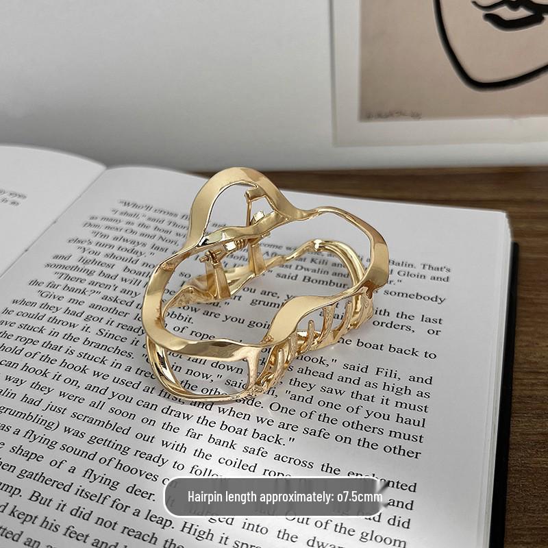 Silver Textured Metal Shark Hair Claw - Women's Stylish Updo Clip Accessory