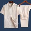 Men's Chinese-Style Summer Tang Suit: Short-Sleeve Linen Hanfu Robe for Middle-Aged and Elderly