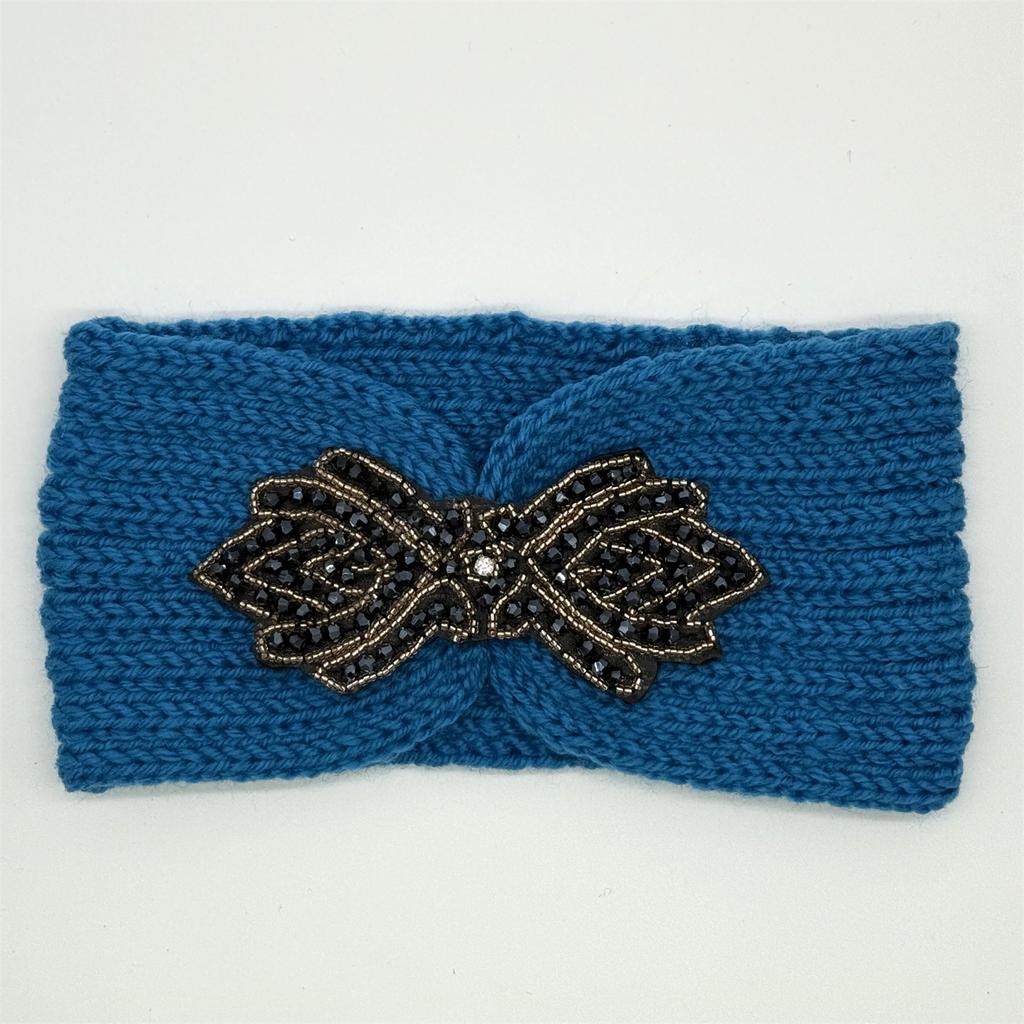 Crystal Beaded Winter Knit Headband Warm Turban Headwrap Hairbands Wool Ear Warmer Headscarf Head Wear Hair Accessories for Women Bandeau Bandanas