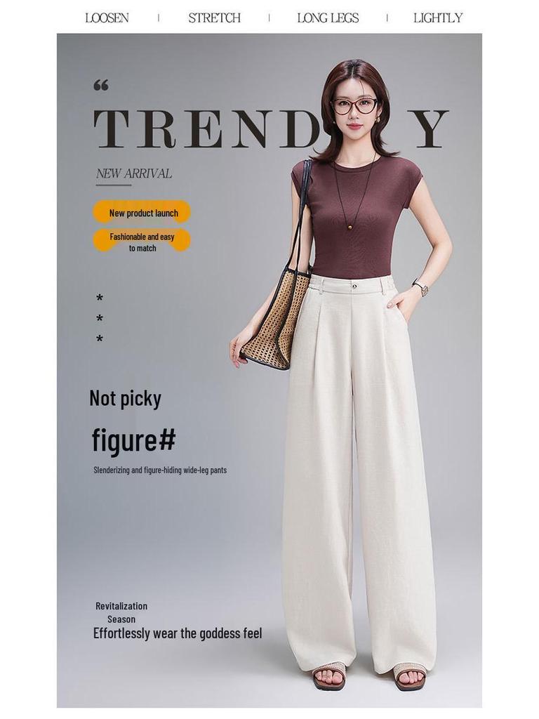 Curved Knife High-Waisted Wide-Leg Pants for Women - Spring/Autumn 2026 Casual Loose Drape Style