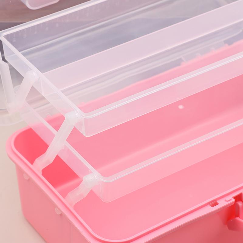 3 Layers Large Capacity Storage Box With Handle Foldable Plastic Portable Makeup Hairpin Organizer Nail Art Jewelry Box