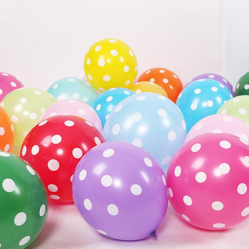 12-Inch Thickened Polka Dot Latex Balloons for Birthday, Party, Wedding, Room Decorations in Candy Colors.