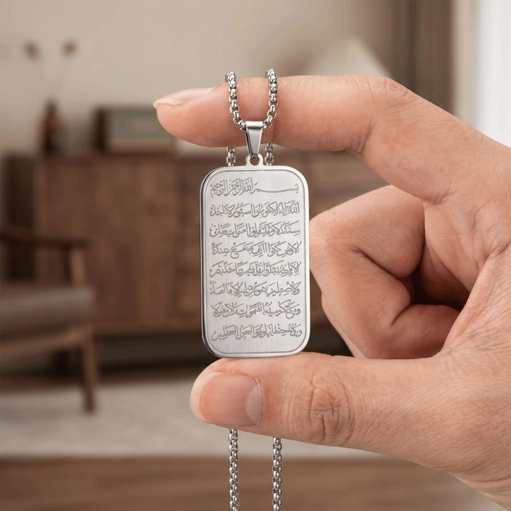 Engraved Text Prayer Pendant Box Chain Square Neck Jewelry Unisex Pendant Necklace Anniversary