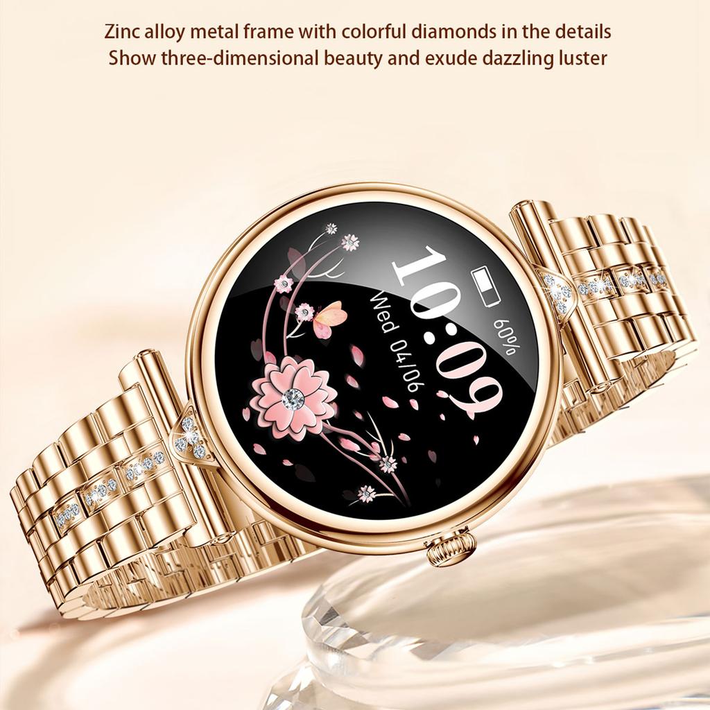 AK73 Women's Smart Watch Sports Monitor Waterproof Bracelet with Steel Strap